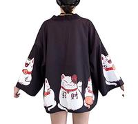 LAI MENG FIVE CATS Women's Floral Print Cardigan Kimono Loose Cover up Casual Blouse Tops, Style 12, One Size