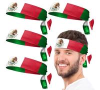 LAIAMER 4 Pcs Mexico Bandana Mexican Flag Headbands, Mexico Hair Accessories for Men Women, Mexico Headbands Sports Sweatbands Headband for Basketball Yoga Workout Running Fitness
