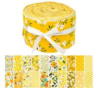 LAIAMER 40 Precut Strip Jelly Rolls Fabric Strips for Quilting Clearance, 20 Assorted Yellow Floral Prints Cotton Quilting Fabric, 2.5 x 40 Inch for Sewing & Jelly Rolls Rugs & DIY Projects