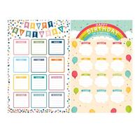 LAIBOREC Birthday Chart Poster for Classroom - 2PCS Reusable Laminated Boho Confetti Happy Birthday Calendar Bulletin Board Decor, Back to School Teacher Supplies, Chalkboard Wall Decor