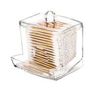 LAIBUY 10oz Qtip Holder Dispenser Big Clear Bathroom Organizer Accessories Decor for Storage-Qtips Cotton Ball Holder Apothecary Jars, Cotton Swabs, Floss Container