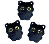 LAIBUY 3 Pcs Cute Black Cat Toys Cat Interactive Toys with Squeaky and Soft 3.9 in Big Eyed Black Cat Plush Toy for Indoor Cats