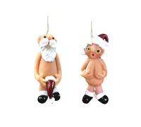 LAIBUY Christmas Naughty Santa Christmas Ornament Decorations 5CM Stocking Cap Santa Ornament Naked Santa Decorative Xmas Decor Party Gifts (Small)