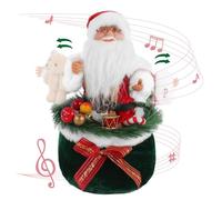 LAIBUY Christmas Santa Claus Figure Decoration,Collectible Figure Dancing Santa Claus with Music Holding The Bear and Standing Inside The Gift Bag - Induction Switch