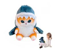 LAIBUY Cute Shark Cat Plush Doll - Soft Stuffed Animal Doll,Lovely Fat Shark Kitten Plushies,Perfect Pillow for Fans' Birthday Gifts