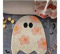 LAIBUY Fall Halloween Door Mat, Door Mats Ghost, Flower Pattern Doormat, Welcome Mat with No-Slip Backing, Doormats for Halloween Scary Clown Outdoor Indoor Use 40 x 60 cm