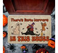 LAIBUY Halloween Door Mat Theres Some Horrors is This House Halloween Ghost Rug Funny Halloween Decorative Doormat Farmhouse Entrance Rug Home Kitchen Floor Bath Mat 17 x 27 Inch for Outdoor Indoor