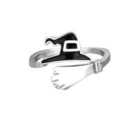 LAIBUY Halloween Ghost Pumpkin Open Adjustable Ring Band Witch Hat Magic Broom Statement Wrap Finger Rings Punk Comfort Fit Jewelry Festive Party Gifts for Women Daughter