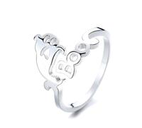 LAIBUY Halloween Open Rings for Men Women Cute Silver Plated Adjustable Halloween Ghost Witch Broom Wizard Witche's Hat Ring Open Finger Ring Party Jewelry