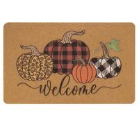 LAIBUY Hello Pumpkin Welcome Coir Door Mat - Halloween Pumpkin Outdoor Indoor Entrance Door Mat Non Slip Rubber Backing for Fall Holiday 17 * 30Inch