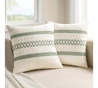 LAIBUY Set of 2 Sage Green Boho Decorative Pillow Covers 18x18 Inch Farmhouse Rustic Couch Throw Pillows Modern Summer Cotton Cushion Covers Retro Cute Macrame Woven Home Decor for Bed Sofa Chair