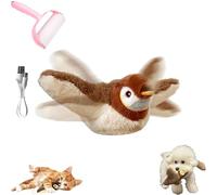 LAIBUY The Mellow Dog Calming Sparrow, Touch Rechargeable Flapping Bird Toy with Chirping Sound Flapping Wings, Pet Chase Plush Flappy Bird for Dog & Cat (1PCS Sparrow)