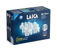 LAICA Bi-Flux Water Filter Cartridges 12 Pack (1 Years Supply), Preserves Mineral Salts While Reducing Chlorine & Heavy Metals & Reduces Hardness in Tap Water, Filters for Water Jugs