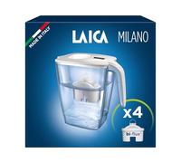 LAICA Big Milano Water Filter Jug & 4 bi-flux Water Filter Cartridges Large 3.7L - Digital Timer, Easy Fill Design, BPA Free, Dishwasher Safe - Preserves Minerals, Removes Impurities - Made in Italy