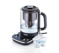 LAICA ISEO Water Filter Electric Kettle, 1L Filtered Capacity, with Variable Temperature Settings + 1 Bi-flux® Tea and Coffee Water Filter Cartridge, 3kw - Glass, (Black)