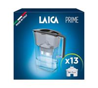 LAICA Prime Line Water Filter Jug & 13 bi-flux Water Filter Cartridges Black 3L - Digital Timer, Easy Fill Design, BPA Free, Dishwasher Safe - Preserves Minerals, Removes Impurities - Made in Italy