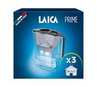 LAICA Prime Line Water Filter Jug & 3 bi-flux Water Filter Cartridges Black 3L - Digital Timer, Easy Fill Design, BPA Free, Dishwasher Safe - Preserves Minerals, Removes Impurities - Made in Italy