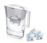 LAICA Prime Line Water Filter Jug & 3 bi-flux Water Filter Cartridges Ivory 3L - Digital Timer, Easy Fill Design, BPA Free, Dishwasher Safe - Preserves Minerals, Removes Impurities - Made in Italy