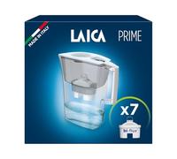 LAICA Prime Line Water Filter Jug & 7 bi-flux Water Filter Cartridges Ivory 3L - Digital Timer, Easy Fill Design, BPA Free, Dishwasher Safe - Preserves Minerals, Removes Impurities - Made in Italy