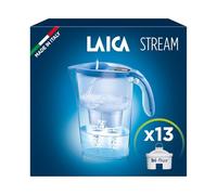 LAICA Stream Line Water Filter Jug & 13 bi-flux Water Filter Cartridges Blue 2.3L - Digital Timer, Easy Fill Design, BPA Free, Dishwasher Safe - Preserves Minerals, Removes Impurities - Made in Italy