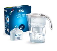 LAICA Stream Line Water Filter Jug - 2.3L, 1 filter, White | 1 bi-flux filter, keeps minerals, reduces limescale, chlorine and heavy metals, digital timer & Quickfill lid, Made in Italy