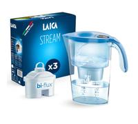 LAICA Stream Line Water Filter Jug - 2.3L, 3 filters, Blue | 3 bi-flux filters, keeps minerals, reduces limescale, chlorine and heavy metals, digital timer & Quickfill lid, Made in Italy
