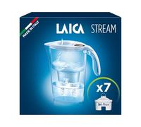 LAICA Stream Line Water Filter Jug & 7 bi-flux Water Filter Cartridges White 2.3L - Digital Timer, Easy Fill Design, BPA Free, Dishwasher Safe - Preserves Minerals, Removes Impurities - Made in Italy