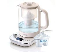 LAICA ISEO Water Filter Electric Kettle, 1L Filtered Capacity, with Variable Temperature Settings + 1 Bi-flux® Tea and Coffee Water Filter Cartridge, 3kw - Glass, (White)