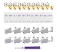 Laicaii 10 Pcs Ear Piercing Kit, Piercing Gun for Home and Professional Use, Nose Piercings for Safe and Easy Application, Gold Plated Crown Earrings with Zirconia Includes Alcohol Wipes and Marker