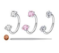 Laicaii 3PCS Horseshoe Nose Ring, Complete Nose Piercing Kit For Women Men, Safe 18G Septum Piercings Jewellery With Straight Guide Pin, Daith Helix Ear Cartilage Piercing 8mm