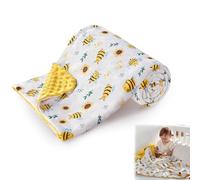Laicaii Baby Essentials for Newborn, Bee Baby Blanket New Gifts for Boys Girls Toddlers, Super Soft Baby Cot Blanket with Dotted Fleece Backing, Baby Quilt 75x100cm