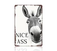 Laicaii Bathroom Wall Art, Vintage Nice Ass Metal Sign, Funny Bathroom Art for Walls, Black and White Humour Donkey Decor Poster, Waterproof Aluminum Toilet Wall Decor for Bathroom Bar Home Wall Art