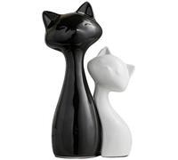 Laicaii Cat Ornaments, 2PCS Ceramic Decorative Home Accessories, Compact Cute Kitty Sculpture, Elegant Home Cat Decorations, Ideal Desk Decors for Homes Office, Perfect Cats Gifts for Cats Lovers