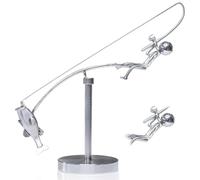 Laicaii Fisherman Balancing Sculpture, Fisherman Ornament Fishing Accessories, Metal Fishing Statue, Fishings Rod Balances Arts, Kinetic Fishing Sculpture Fishing Gift for Fisherman Arts Gifts