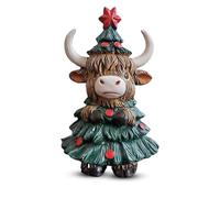 Laicaii Highland Cow Ornaments, Mini Christmas Style Highland Cows Figurine, Highland Cow Figurines Decor for Farmhouse, Home, Garden, Kitchen, Office, Calf Lovers Gifts, Highland Cow Gifts for Women
