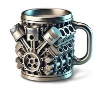 Laicaii V6 Engine Stainless Steel Mug, Durable Car Coffee Mug, Ideal Car Guy Gifts & Mechanic Gifts, Realistic 3D Stainless Steel Engine Mug for Racing Enthusiasts and Cars Fans