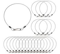 LAICCUM 20 Pack Stage Light Safety Cables for Stage DJ Party Lights Thickened 1/8 Diameter Stainless Steel Security Cable Wire Ropes with Loops and Snap Hook, Max Load 150LB