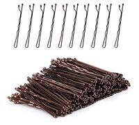 Laicky Bobby Pins, 200Count Brown Hair Pins Hair Grips with Box for Women Lady Girls Kids Kirby Grips Invisible Wave Hairgrip Barrette Hairclip Bulk Hair Accessories (Brown 5.2CM)