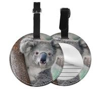 Laid-Back Koala,Luggage Tags Pu Leather Name Tag Travel Suitcase Identifier ID Tags Durable Baggage Label 2 pcs