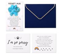 LAIDANLA Blue Turquoise Mini Paw Crystals Loss of Pet Sympathy Gift with Memorial Card Envelope Remembrance Gift for Dog Cat,Pocket Hug Pet Lover Stress Relief Toy
