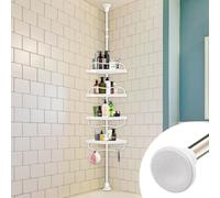 LAIDER HEROS Corner Shower Caddy, 317cm Tall 4-Tier Adjustable Inside Shower Organizer Rustproof Bathroom Organizer Shelves for Bathtub Shampoo Storage, Floor to Ceiling Standing Caddy/Argent