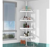 LAIDER HEROS Corner Shower Caddy, 317cm Tall 4-Tier Adjustable Inside Shower Organizer Rustproof Bathroom Organizer Shelves for Bathtub Shampoo Storage, Floor to Ceiling Standing Caddy/White