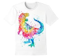 LAIDIPAS Boys Girls 3D Graphic Shirts Cool Crewneck T-Shirt Unisex Short Sleeve Top Tees 6-16 Years, Colorful Dinosaur, 6-8 Years