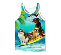 LAIDIPAS Men's 3D Tank Tops Summer Casual Novelty Sleeveless Shirt Unisex Colorful Graphics Top Tees Shirt, Beach Animal, XL