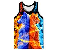 LAIDIPAS Men's 3D Tank Tops Summer Casual Novelty Sleeveless Shirt Unisex Colorful Graphics Top Tees Shirt, Tiger Wolf, XL