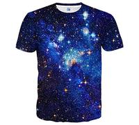LAIDIPAS Shirts for Men Women Graphic Tees Unisex 3D Printed Short Sleeve Novelty Tops T-Shirts, A3 Lxy-blue Galaxy, XXL