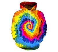 LAIDIPAS Unisex 3D Print Hoodies Novelty Pullover Colorful Graphic Hooded Sweatshirt with Pocke for Men Women, Tie Dye, XXL