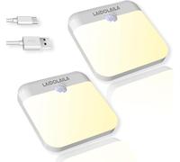 LAIDOLAILA 2 Pcs Magetic Night Light Motion Sensor Cruise Ship Approved with USB Cable LED Rechargeable Battery for Indoor Use in Bathroom Hallway Cabin Toilet Bed Stair Automatic Motion for Travel