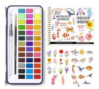 LAIDROC Watercolour Workbook for Adults Beginners, 2 Pack Water Colouring Books with 36 Colour Paint Set, Step-by-Step Guide, Thick Watercolour Paper, Arts & Crafts Gift for Women, Teens & Art Lovers