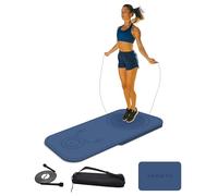 LaiEr Jump Rope Mat Set,Two pieces of Knees Protection Impact Absorption Fitness Exercise Mat Non-Slip for Home Gym（Dark Blue,140cm*62cm*8mm+61cm*41cm*8mm）